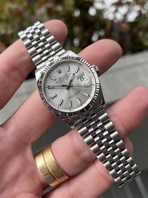 rolex datejust 36 jubilee silver dial on wrist|rolex datejust 36 price.